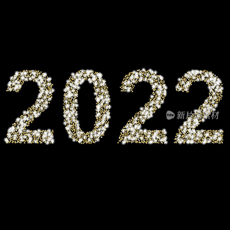 2022 -金色三角亮片，黑色